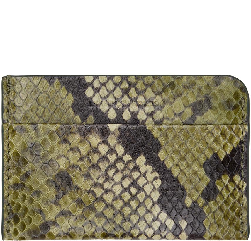 Dries Van Noten メンズ グリーン ーン スネークエンボス カードケース 