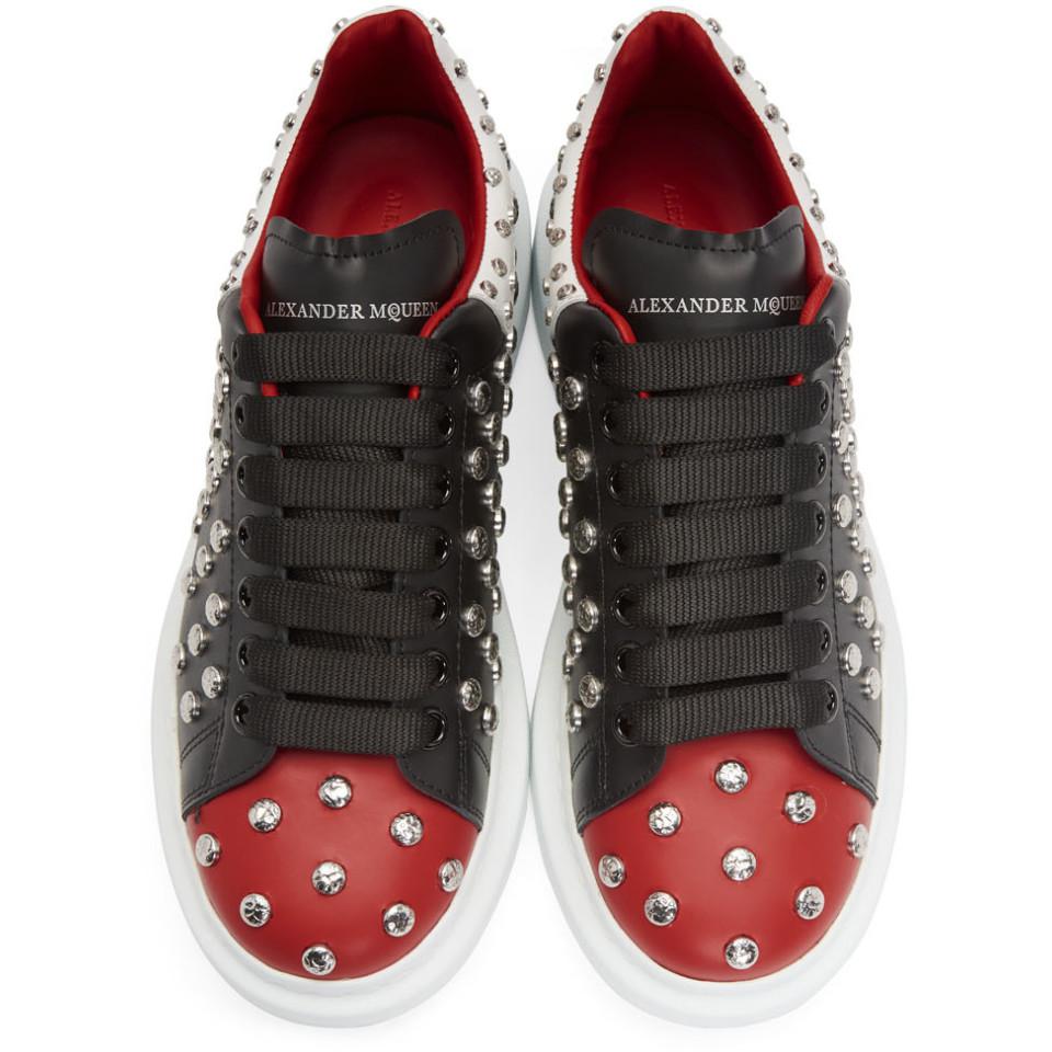 Alexander McQueen Leather Black And Red Studded Oversized Sneakers for Men  | Lyst