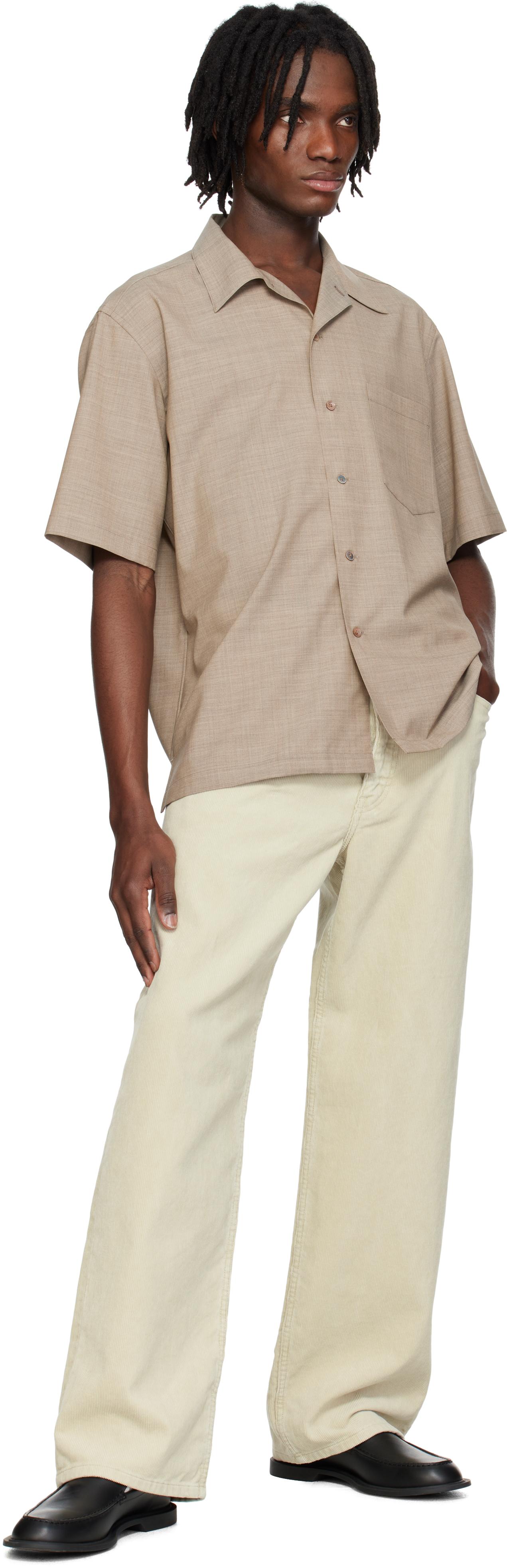AURALEE TROPICAL WOOL SHIRT 24SS（Brown Super Fine Tropical