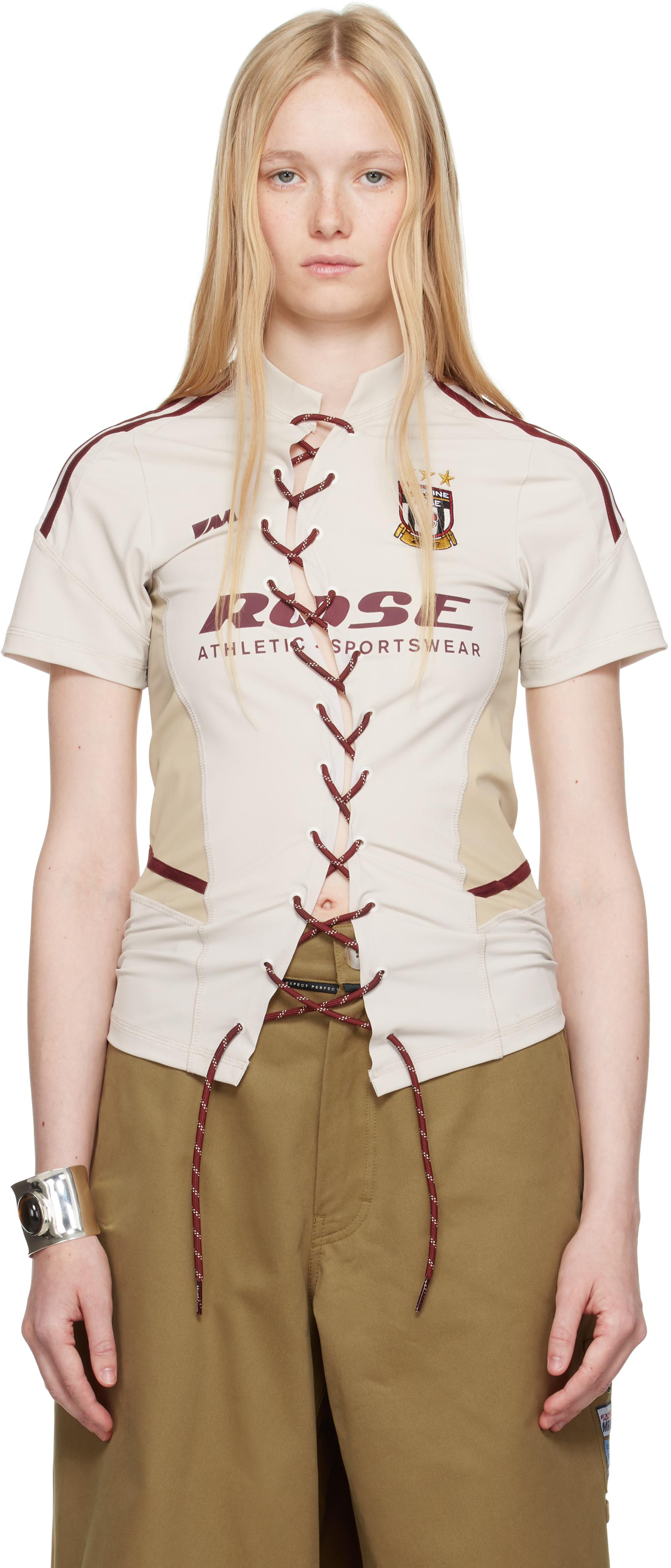 Martine Rose Lace Up Football T-Shirt in Natural | Lyst