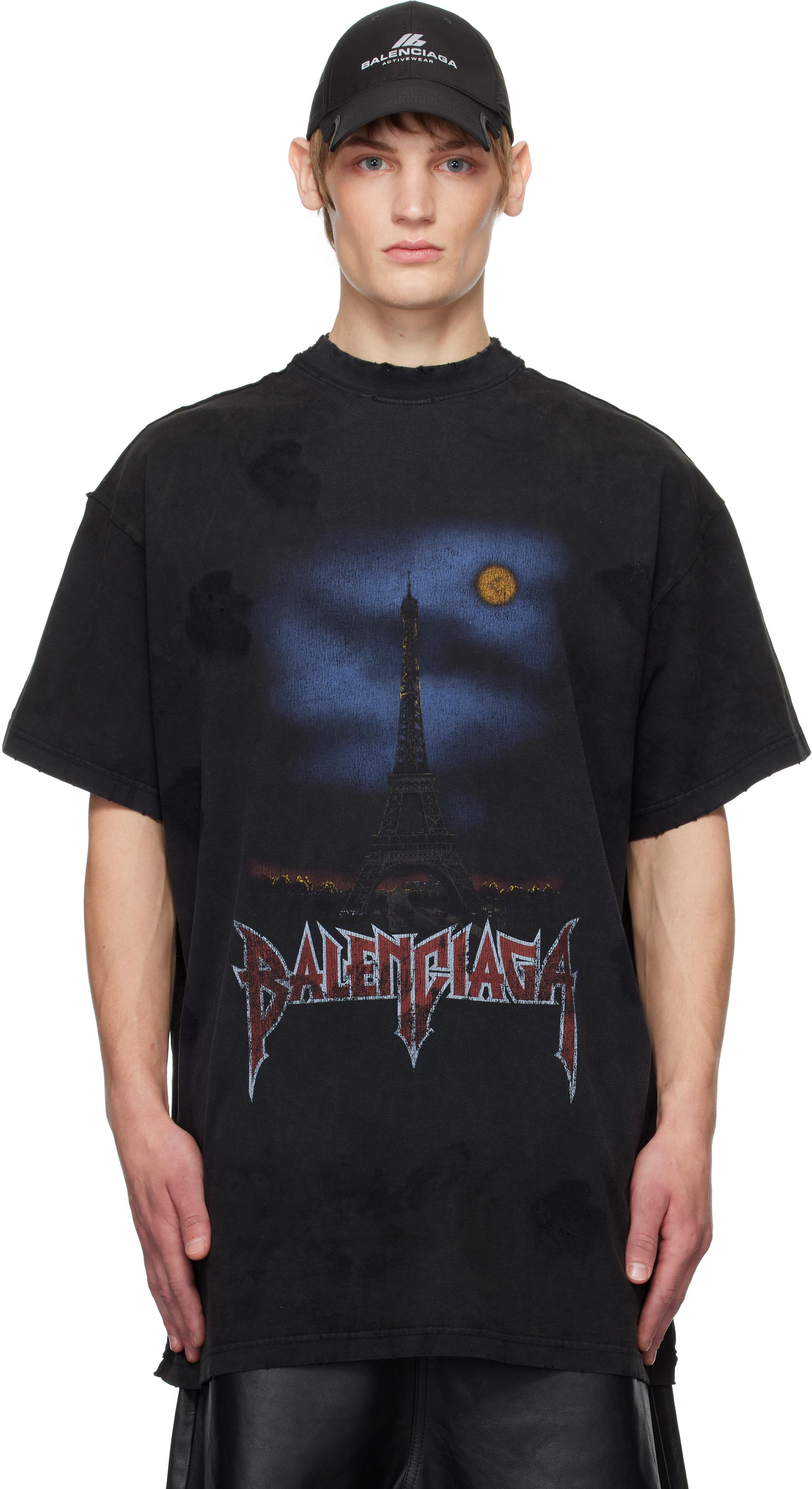 Balenciaga Paris Moon Upside-Down T-Shirt in Black for Men | Lyst UK
