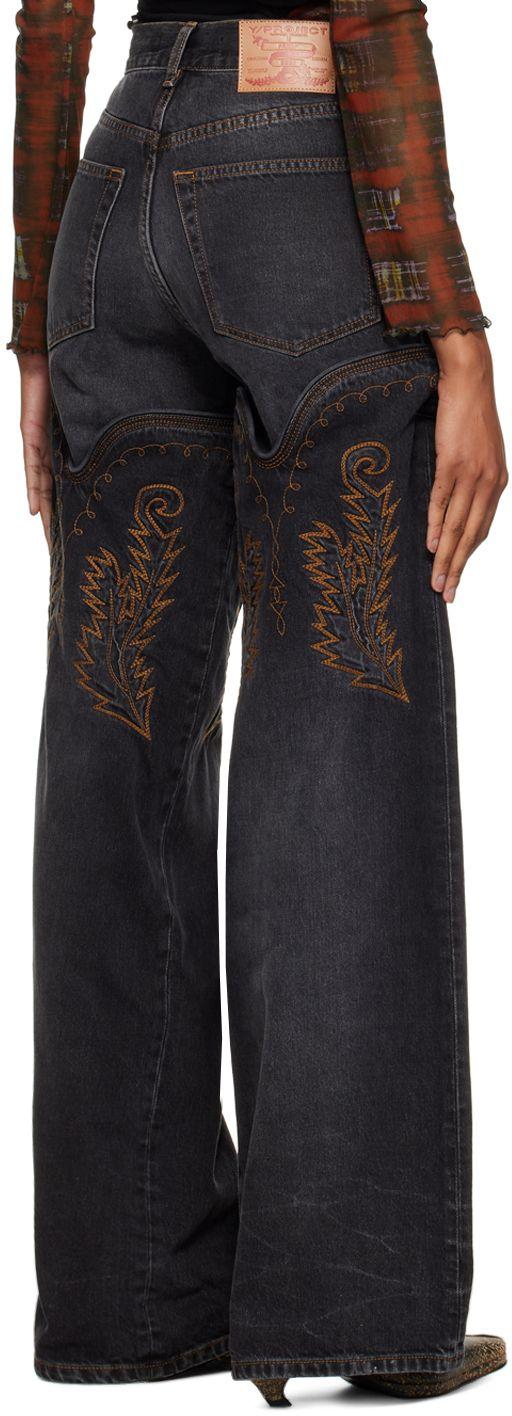 Y/Project Black Maxi Cowboy Cuff Jeans