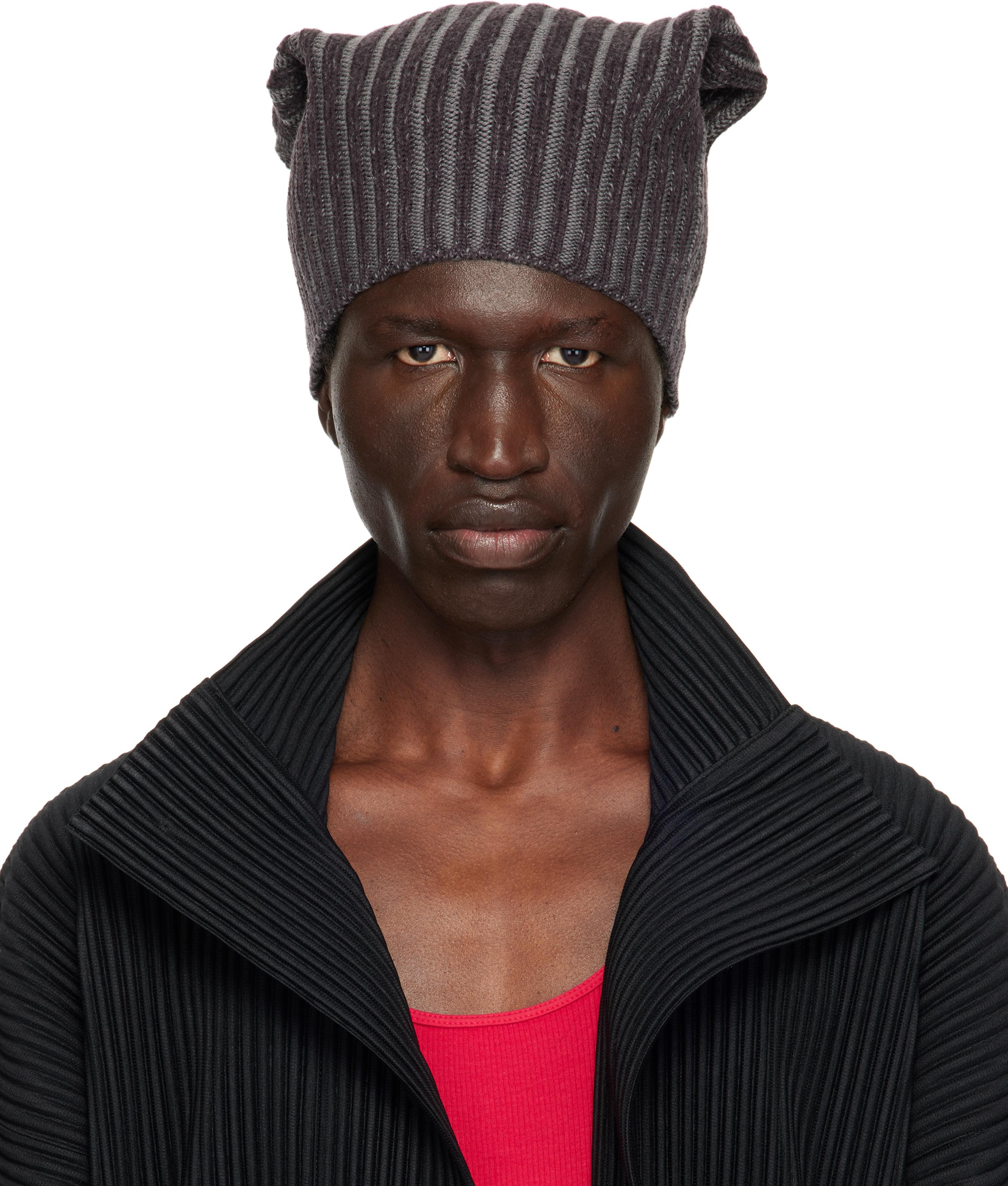 BEANIE SCARF HOMME PLISSÉ ISSEY MIYAKE HOMME PLISSÉ ISSEY MIYAKE: Khaki Beanie Scarf | SSENSE Canada