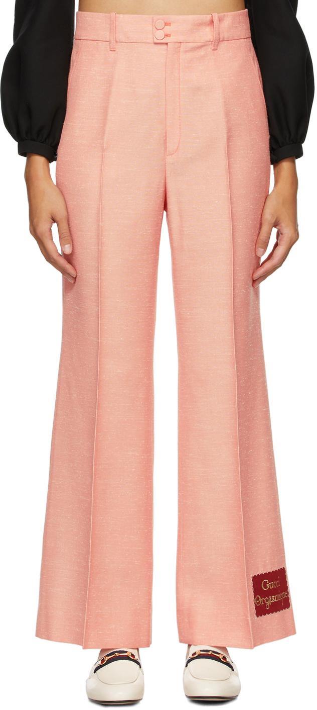 Gucci Synthetic ' Orgasmique' Wide Trousers, Marled Pattern in Pink - Lyst