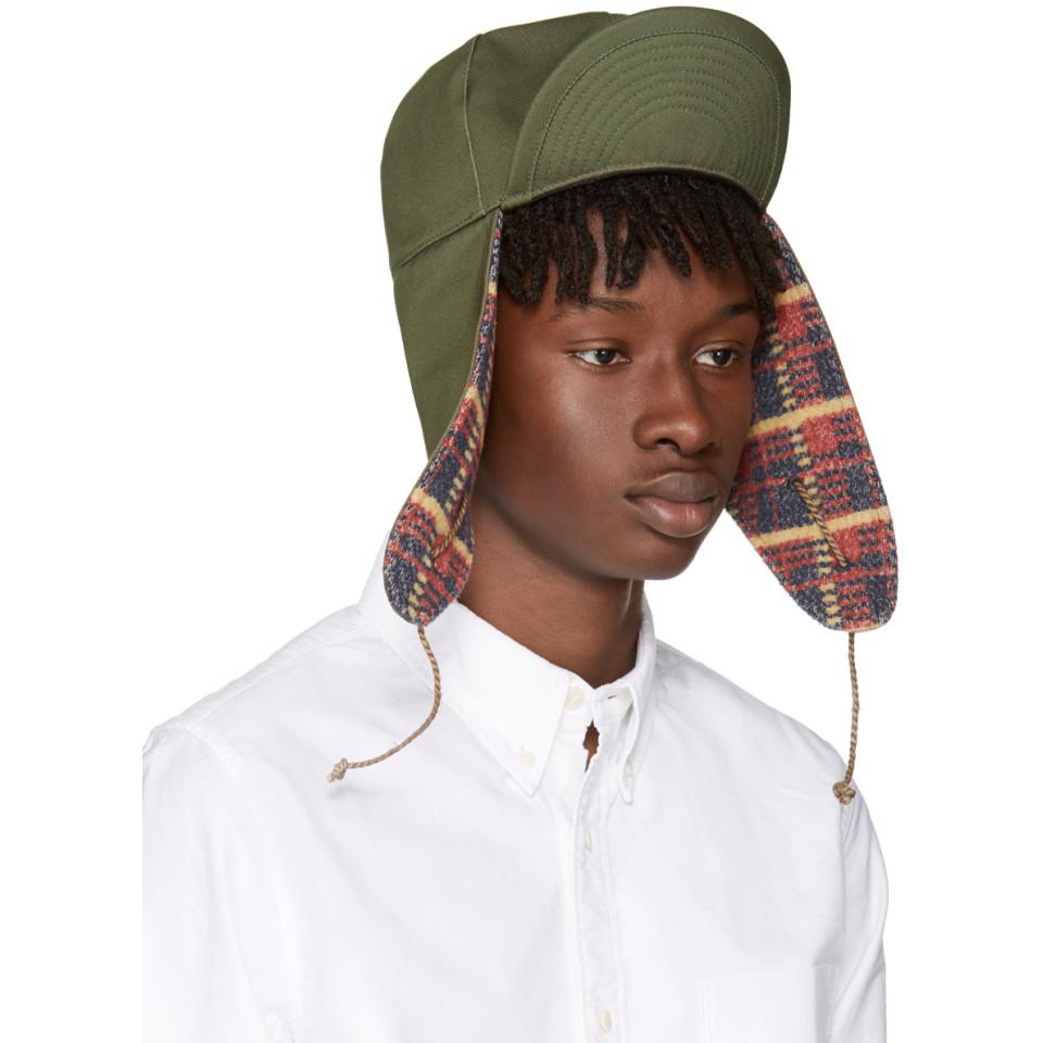 Visvim Canvas Green Aviator Hat for Men 