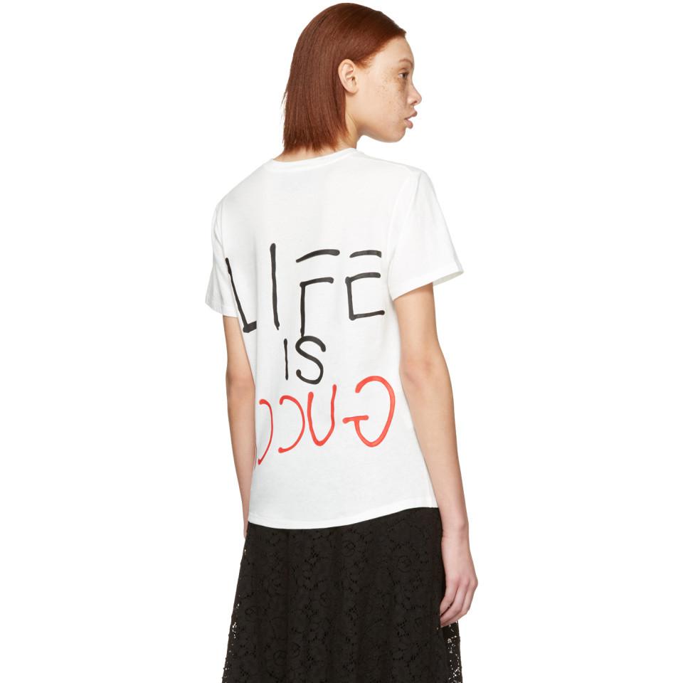 Gucci Cotton Life Is T-shirt in White - Lyst