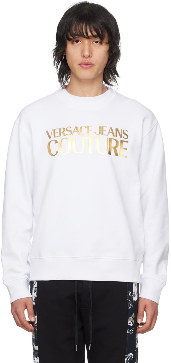 Versace Jeans Couture White Glittered Sweatshirt for Men Lyst UK