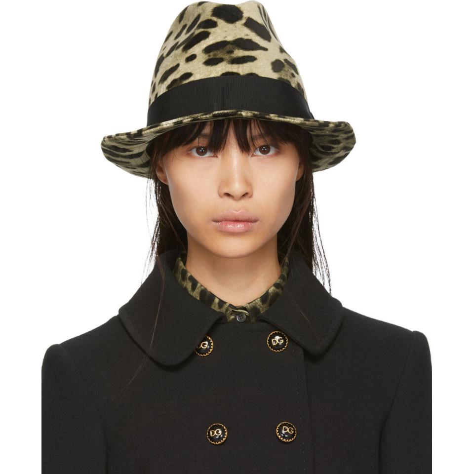 Dolce & Gabbana Velvet Cotton Blend Hat in Brown - Lyst
