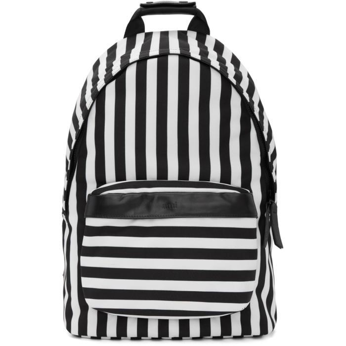 Ami Paris Black u0026 White Striped Backpack | Lyst