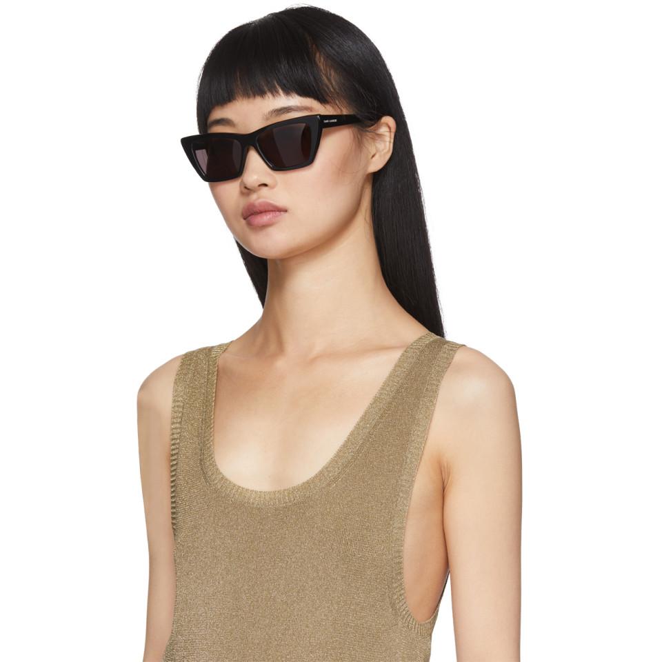 Saint Laurent Mica Cat Eye Frame Acetate Sunglasses In Brown Red Save 44 Lyst