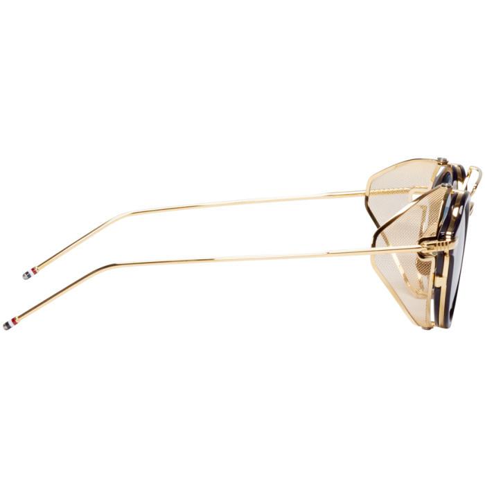 Thom Browne Navy & Gold Visor Sunglasses in Blue for Men Lyst