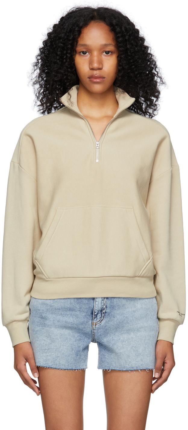 Rag u0026 Bone City Half Zip Terry Pullover Relaxed Fit Sweater in Natural |  Lyst