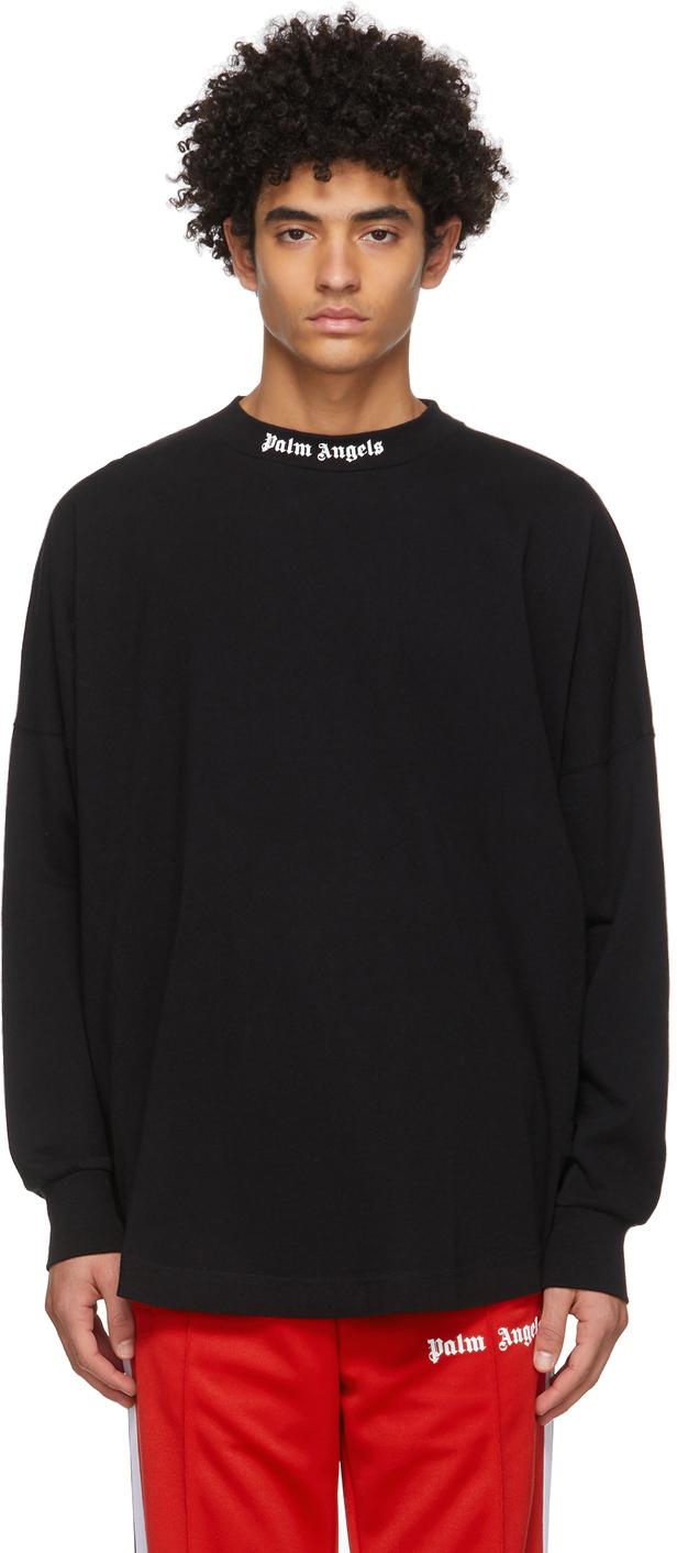 Palm Angels Cotton Logo Long Sleeve T-shirt in Black for Men | Lyst