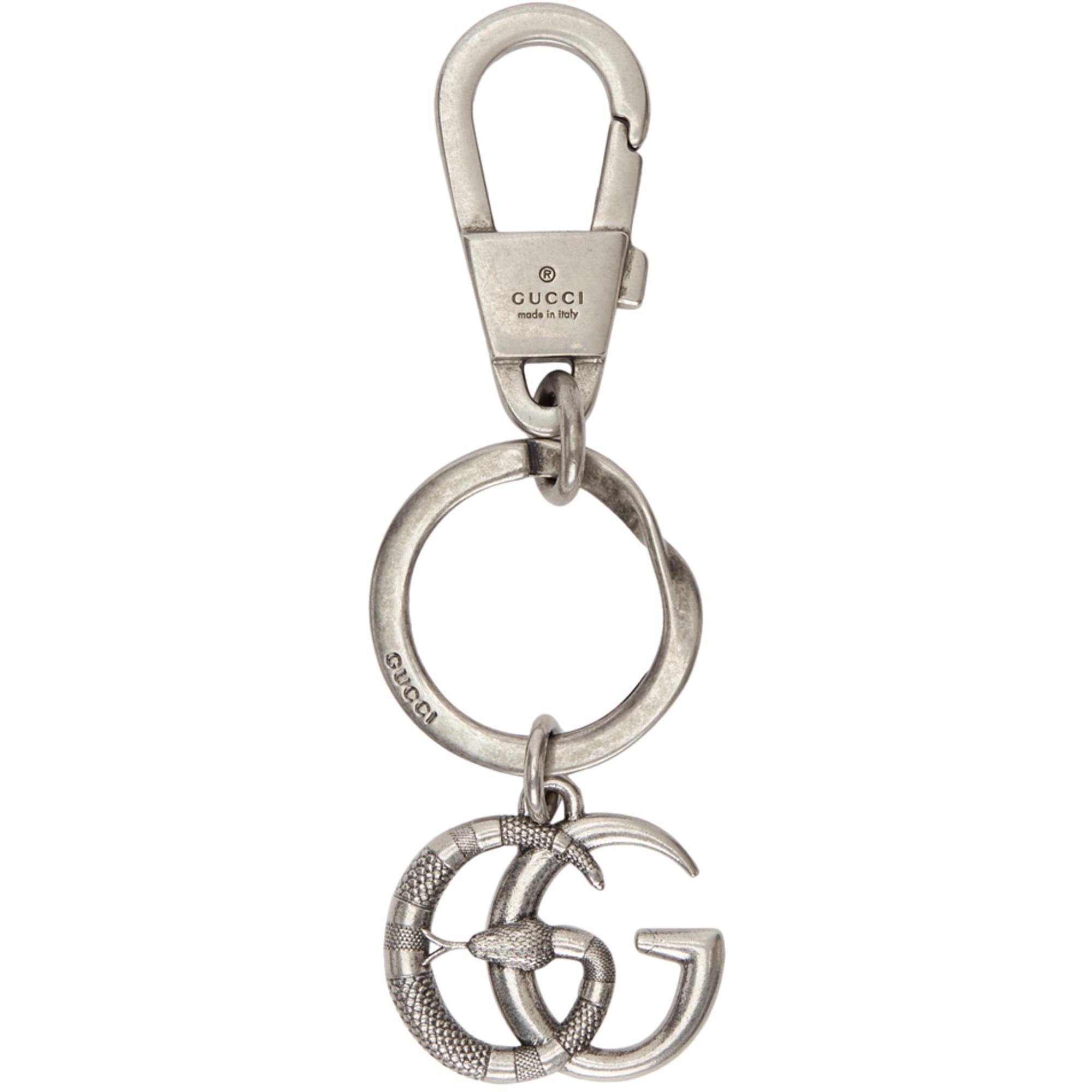 Gucci Silver Gg Marmont Snake Keychain in Metallic