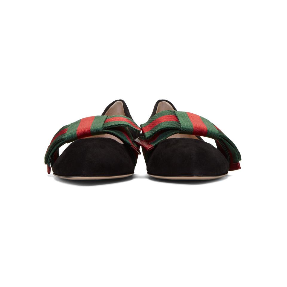gucci flat bow suede mule