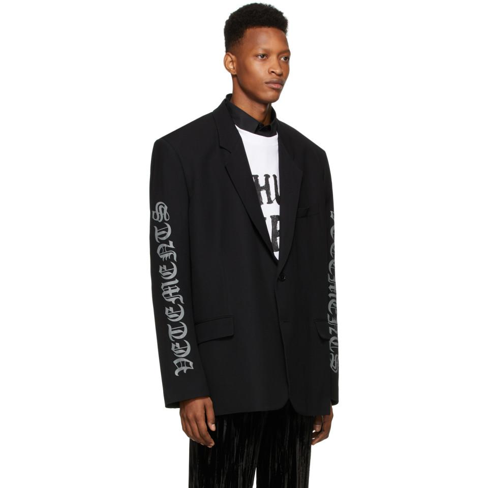 Vetements Wool Black Gothic Logo Tailored Blazer for Men - Lyst