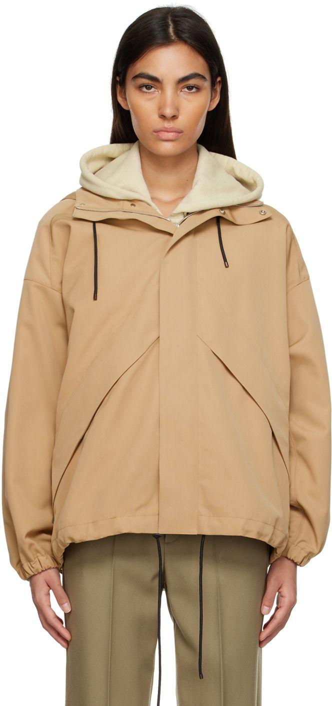 AURALEE Brown Detachable Hood Jacket in Natural | Lyst