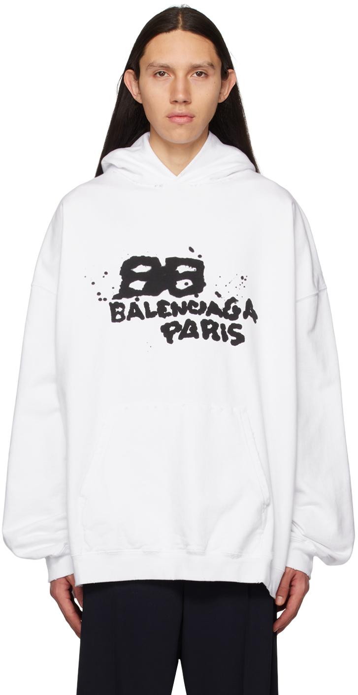 Balenciaga White Hand Drawn Bb Hoodie for Men | Lyst Canada