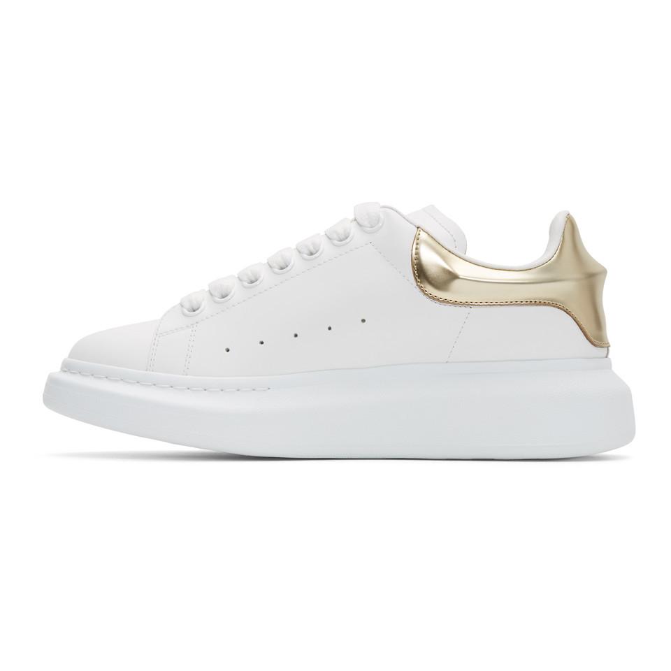 Alexander McQueen White And Gold Oversized Sneakers for Men | Lyst