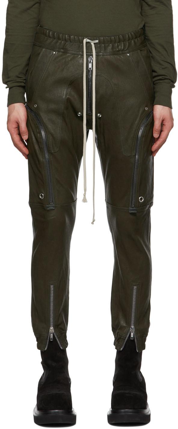 Rick Owens Bauhaus Leather Pants in Green for Men | Lyst
