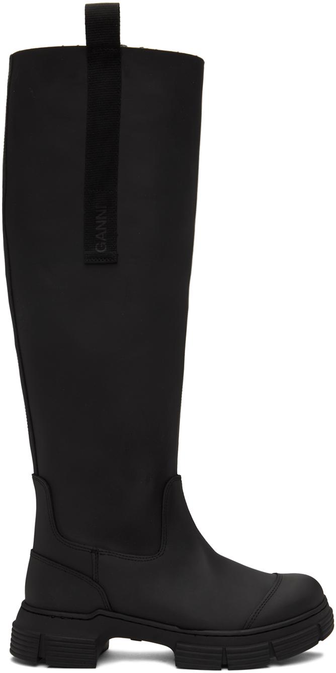 Ganni Black Recycled Rubber Country Boots | Lyst