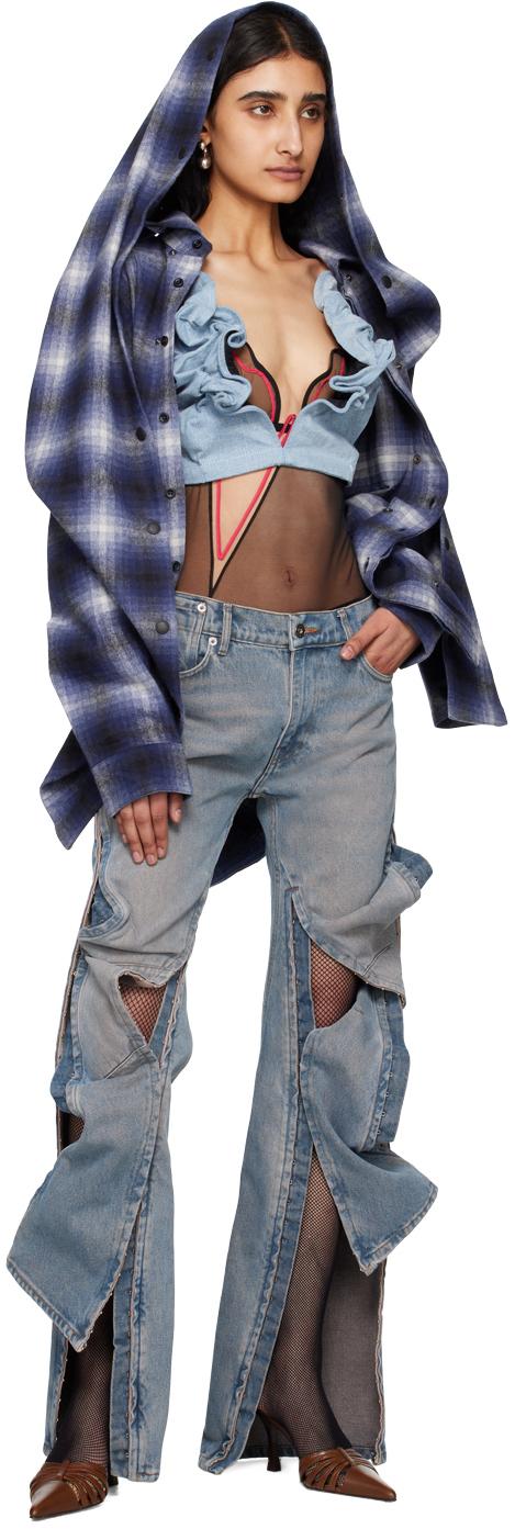 デニム・ジーパン Y/Project 'Hook And Eye' Jeans Y/Project Hook And Eye Jeans | Blue | FARFETCH