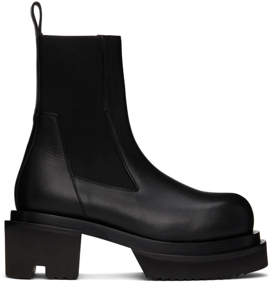 Rick Owens Leather Beatle Ballast Boots in Black for Men | Lyst