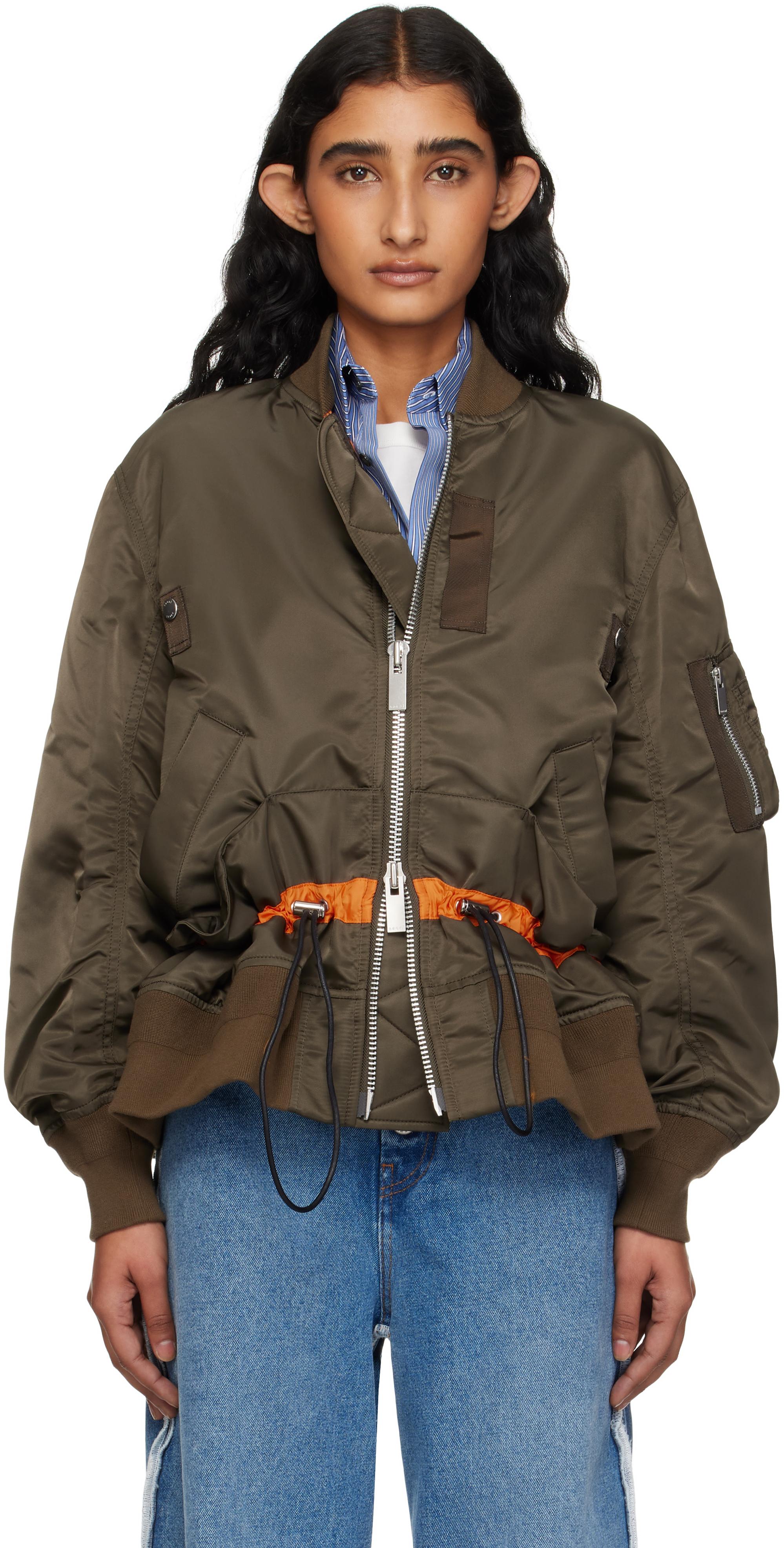Sacai Khaki Nylon Twill Blouson Bomber Jacket in Black | Lyst Canada