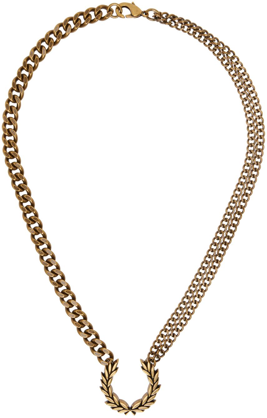 Fred Perry Gold Double Chain Laurel Wreath Necklace for Men | Lyst