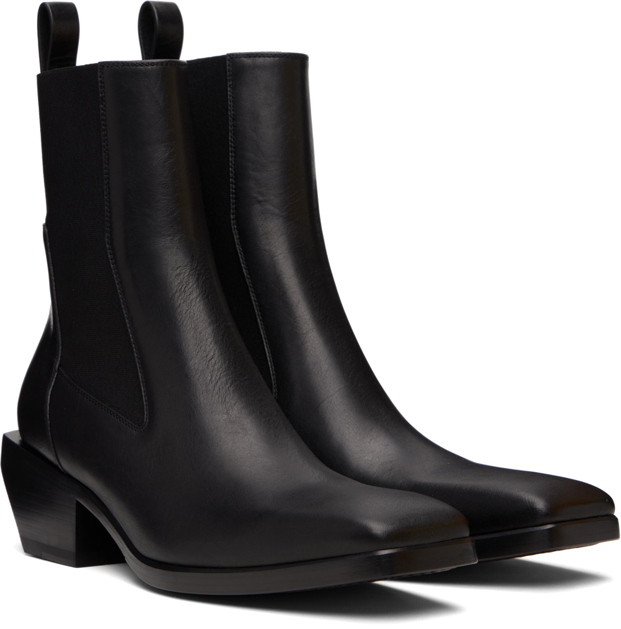 Rick Owens Concordians Heeled Sliver Chelsea Boots in Black for