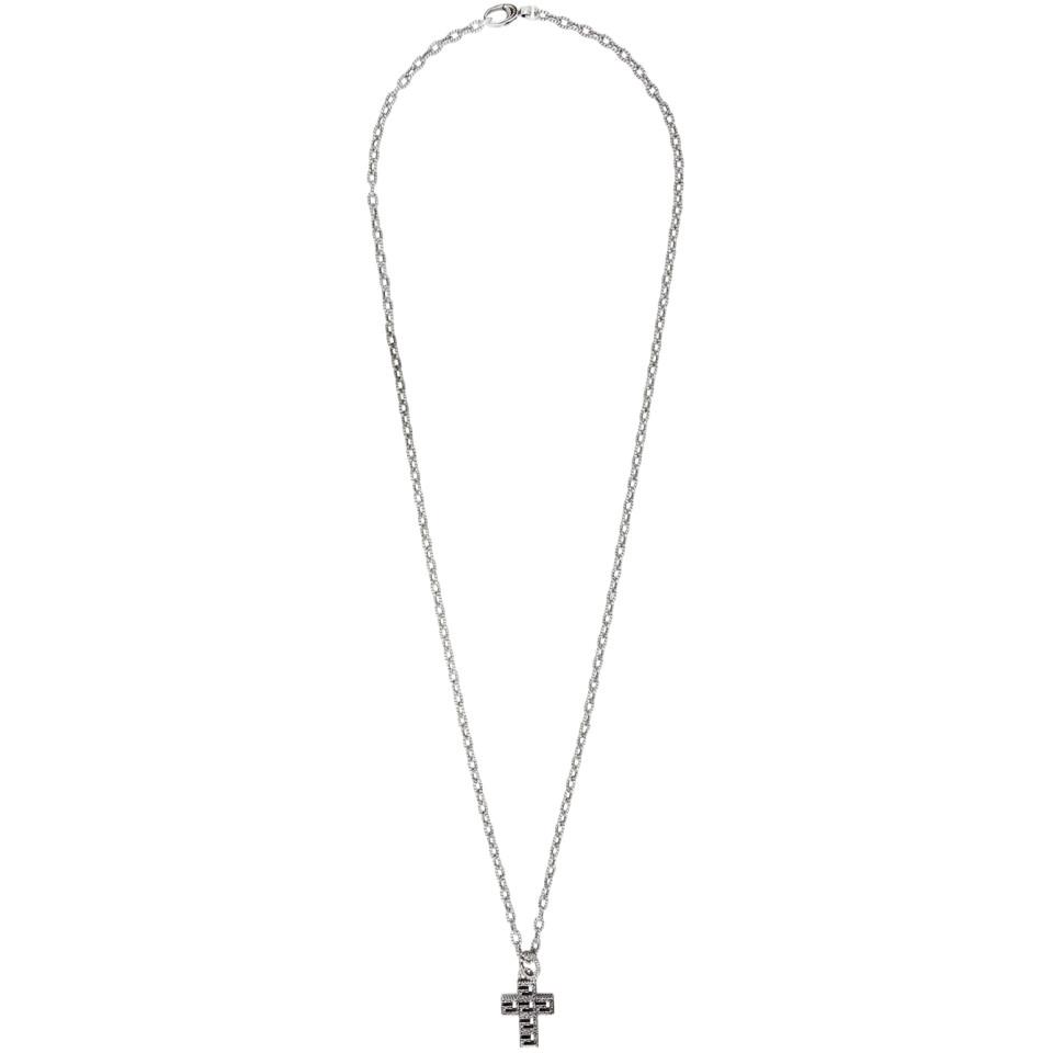 necklace with square g cross in silver