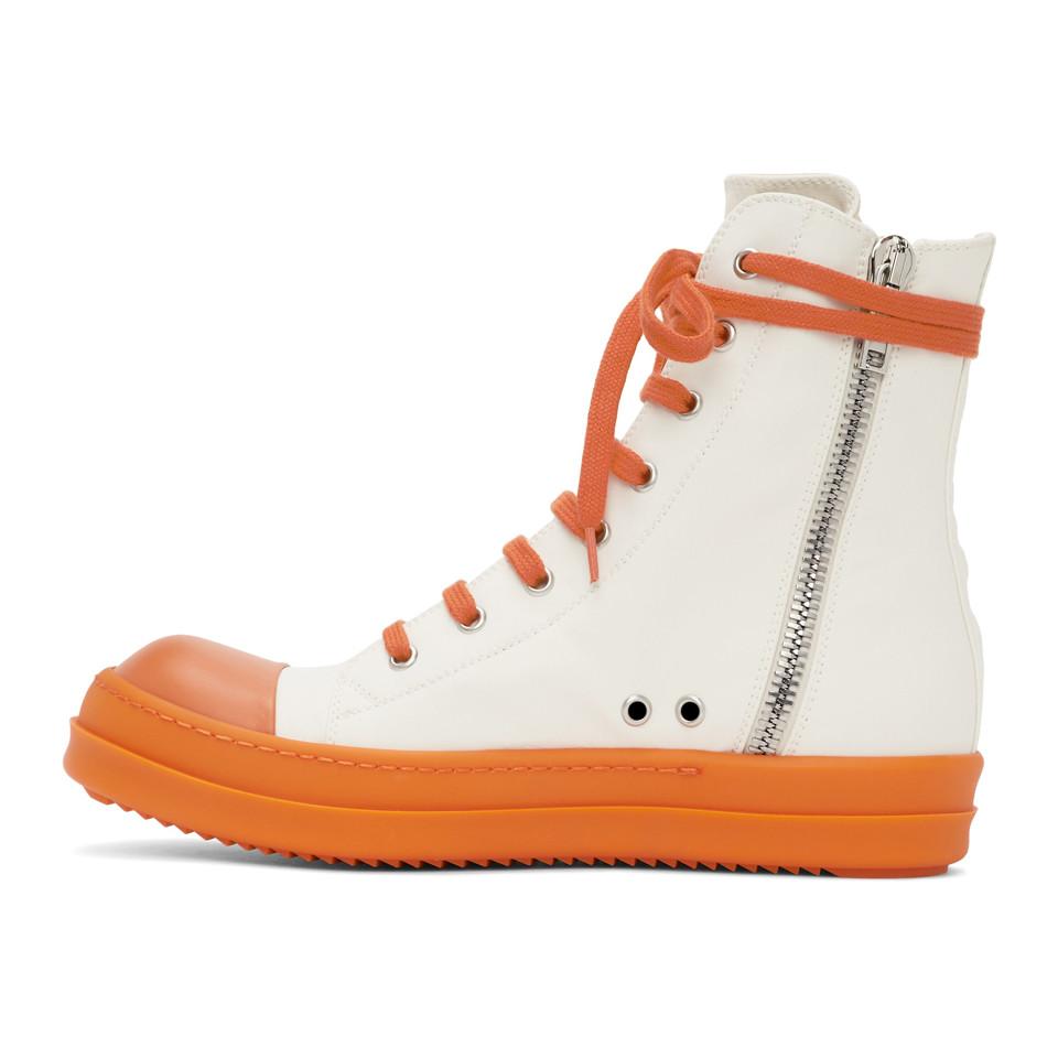 Rick Owens DRKSHDW White And Orange Bauhaus Sneakers for Men | Lyst