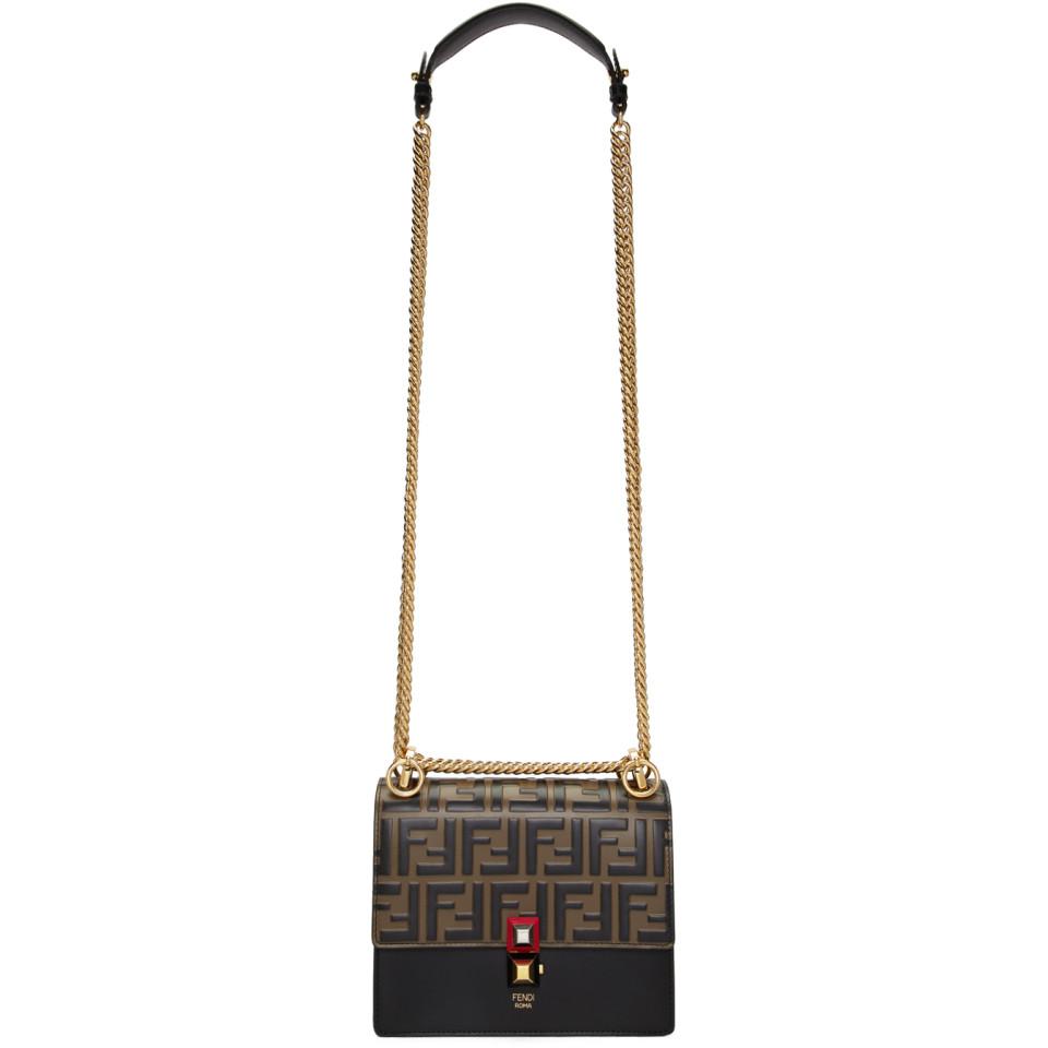Fendi Leather Brown And Black Small Forever Kan I Bag - Lyst