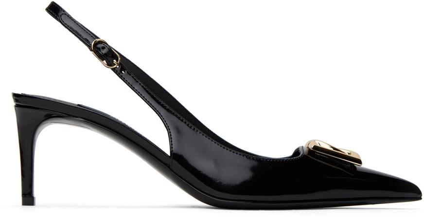 Dolce & Gabbana レディース ブラック ポリッシュカーフスキン 