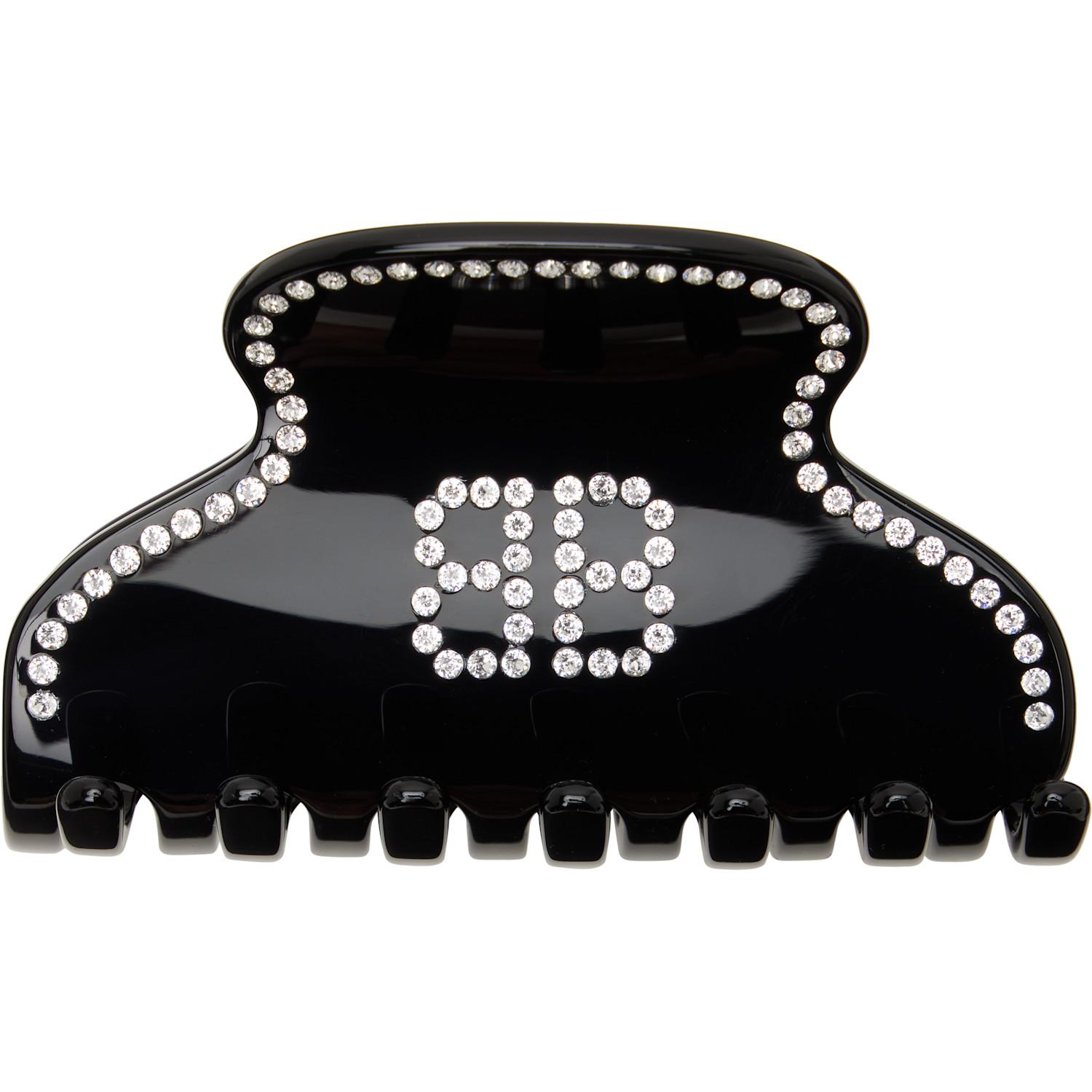 Balenciaga Black Leather Padded Headband with Crystal BB Emblem Buy Balenciaga Black Country Club BB Headband in Acetate For  main image 3