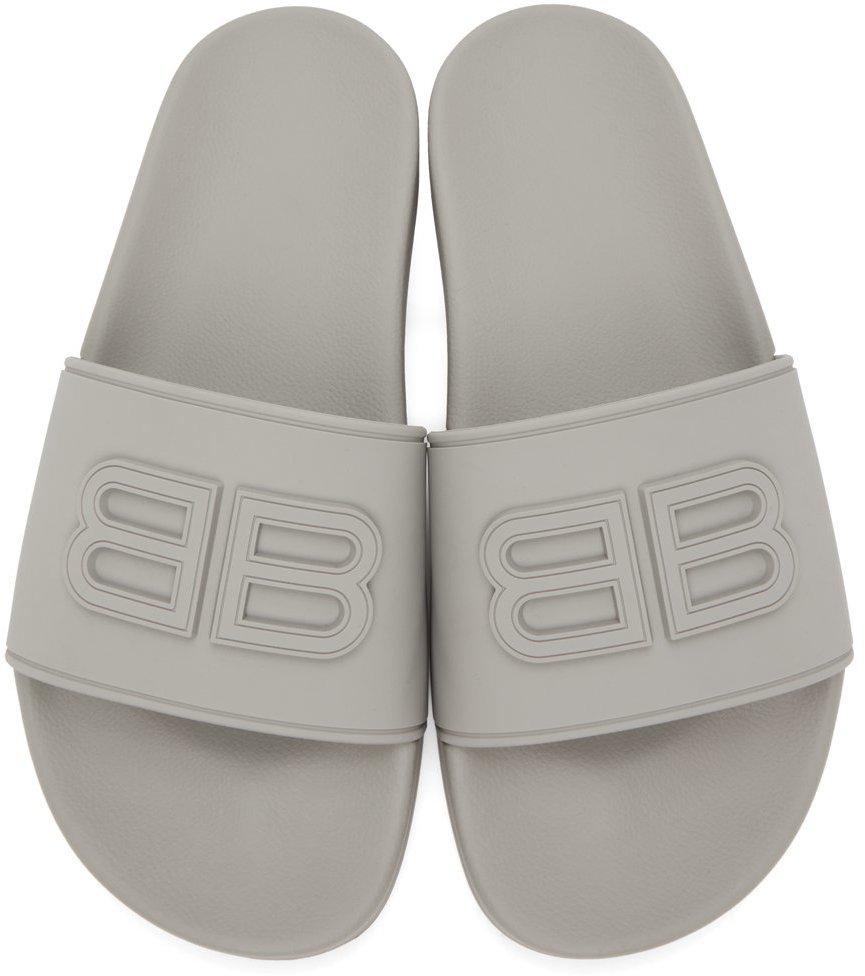 Balenciaga Bb Pool Slides in Gray for Men | Lyst