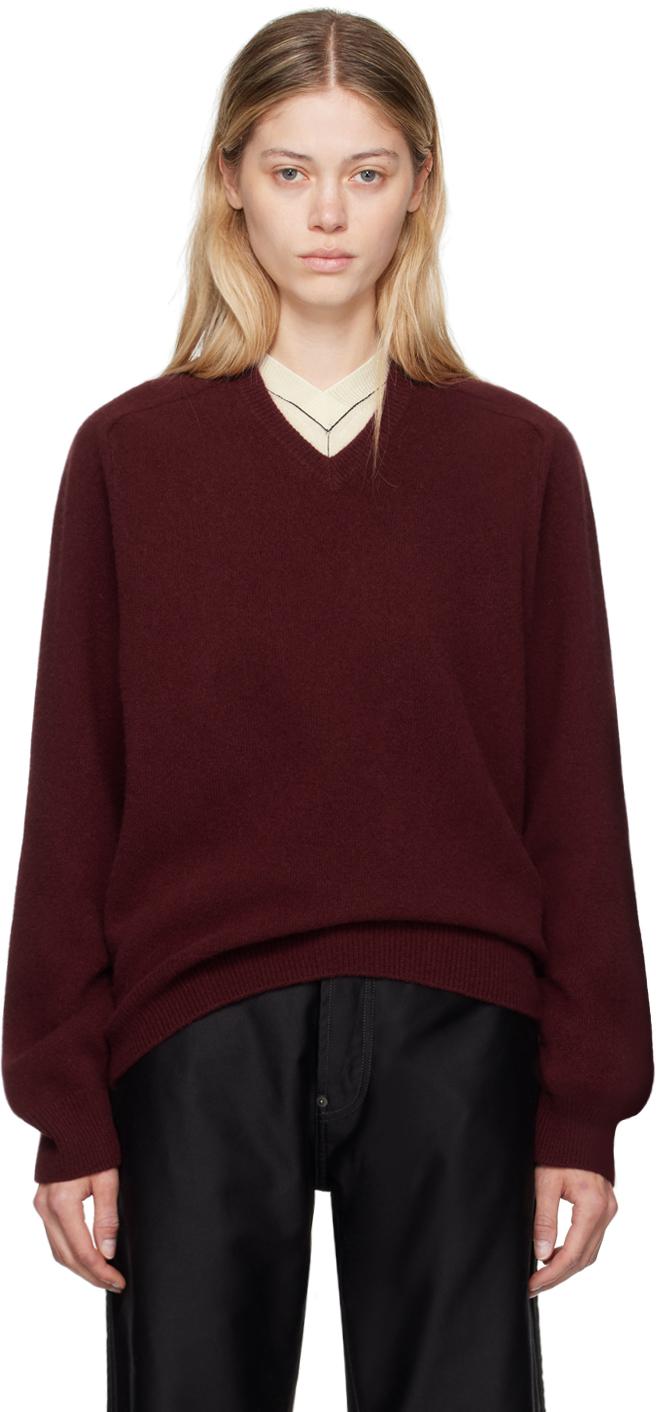 Maison Margiela レディース レッド バーガンディ Vネック Maison Margiela レディース レッド バーガンディ Vネック