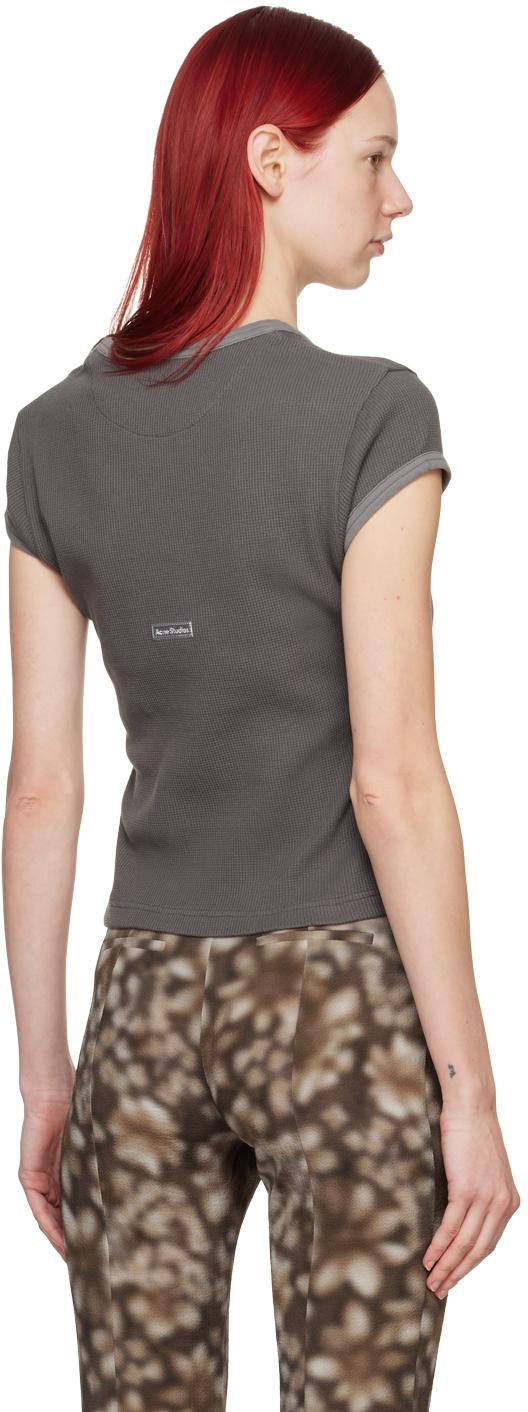 Acne Studios レディース ブラック グレー ガーメントダイ T Acne Studios レディース ブラック グレー ガーメントダイ T