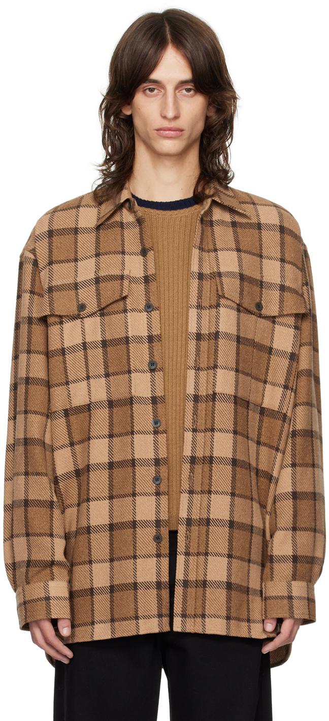 Dries Van Noten メンズ ブラウン チェック シャツ シャツ