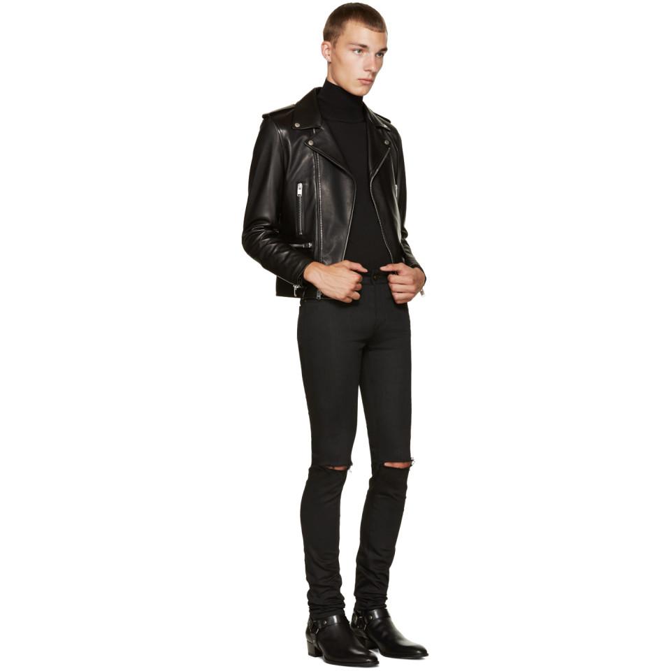 Saint laurent black ripped jeans cheap