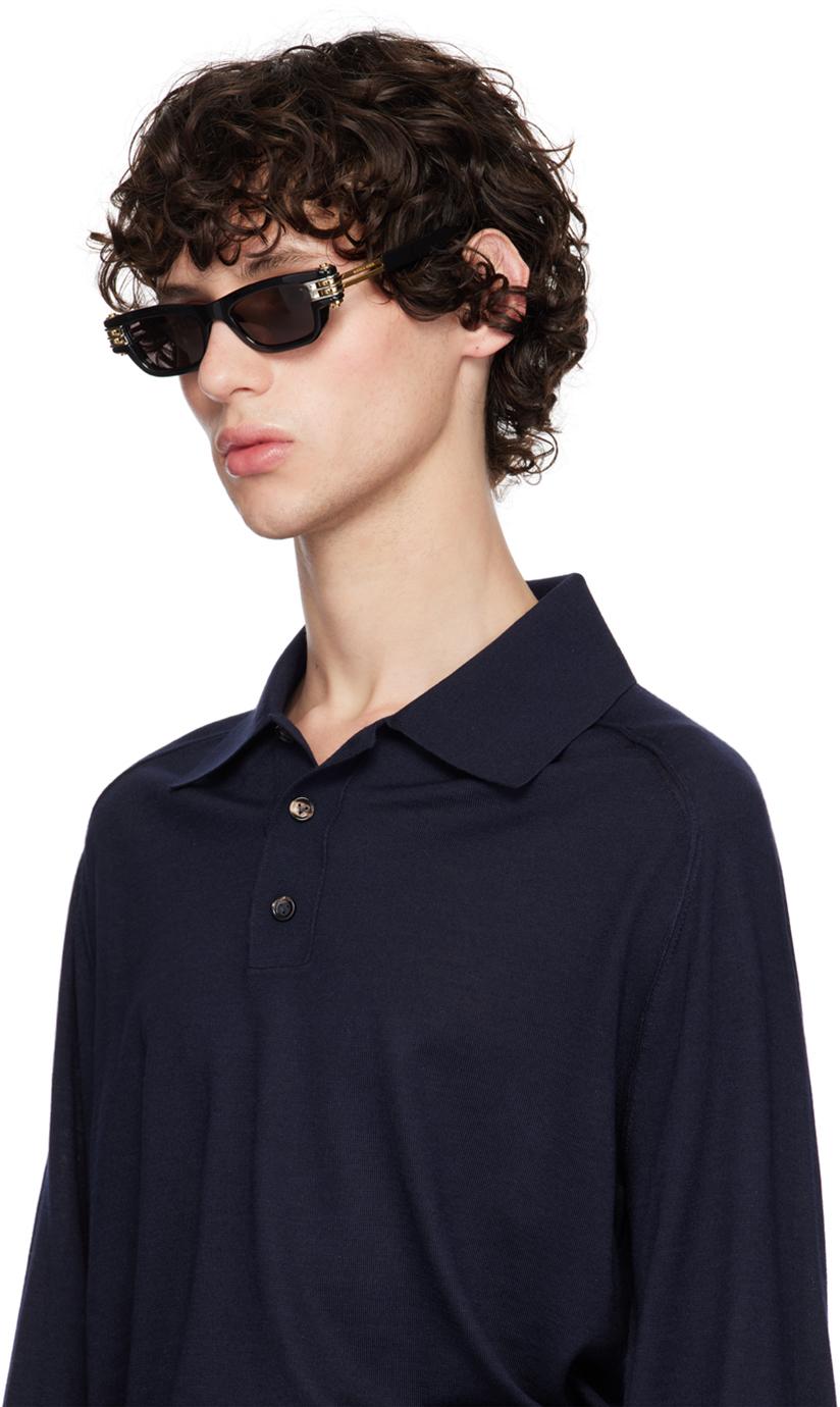 Bottega Veneta メンズ ブラック Bolt スクエアサングラス Bottega Veneta メンズ ブラック Bolt スクエアサングラス