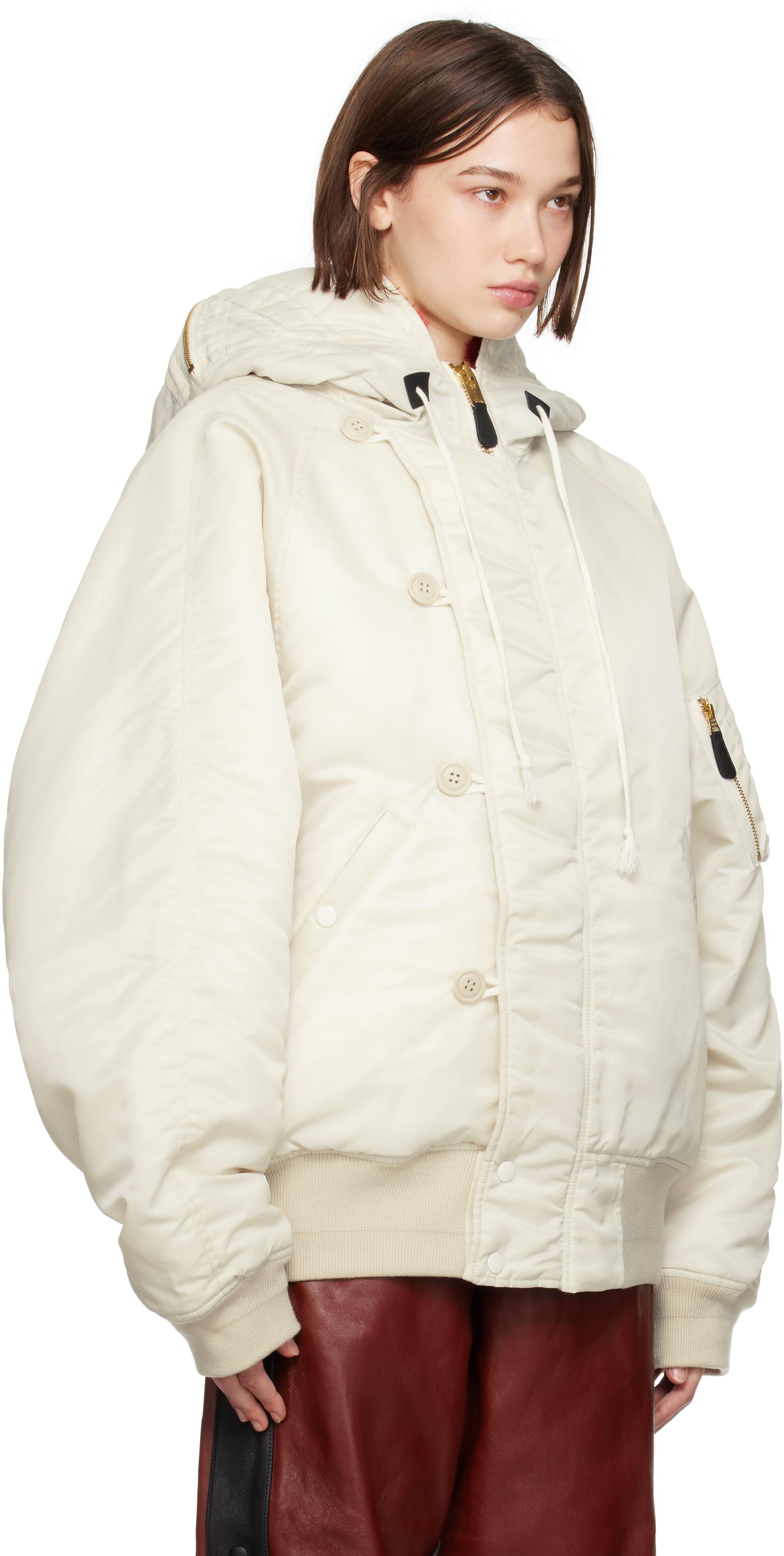 Doublet Off- Petal Mouth Hood Bomber Jacket in White | Lyst
