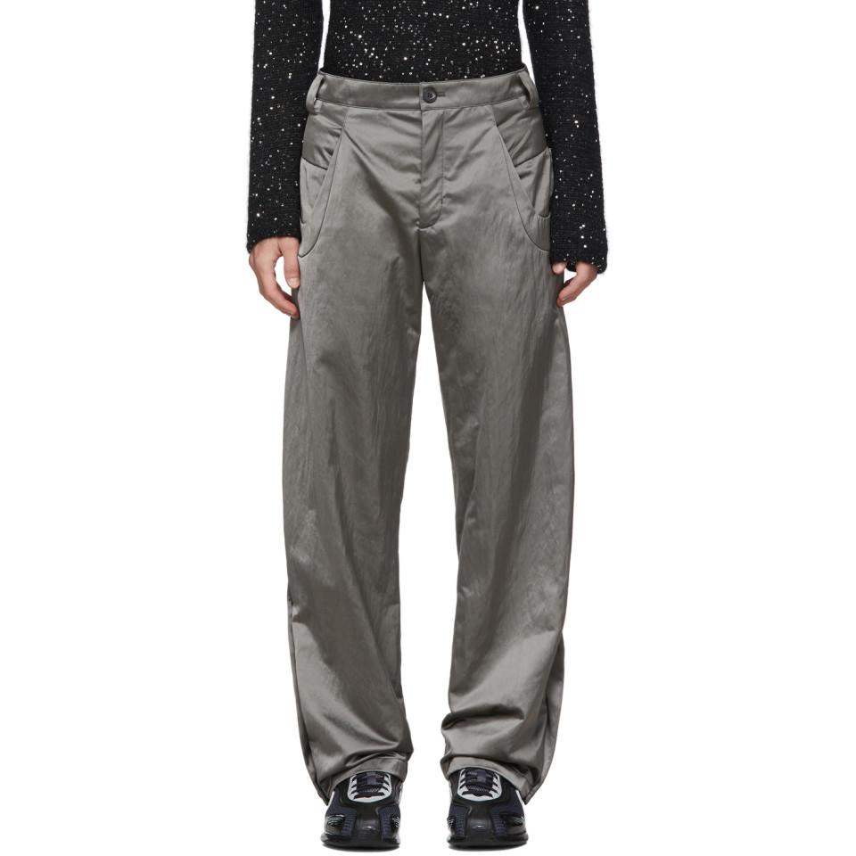 Kiko Kostadinov Silver Satin Active Irene Trousers for Men | Lyst