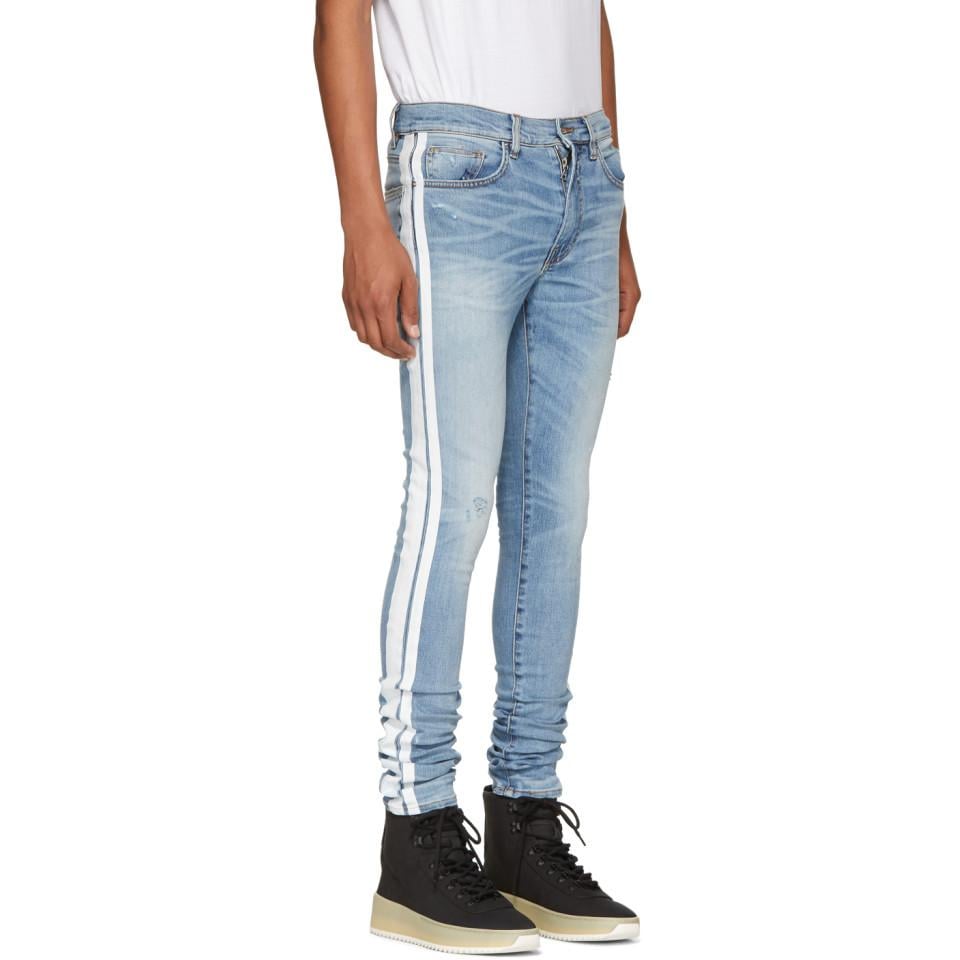 Amiri Blue And White Stack Track Jeans for Men | Lyst