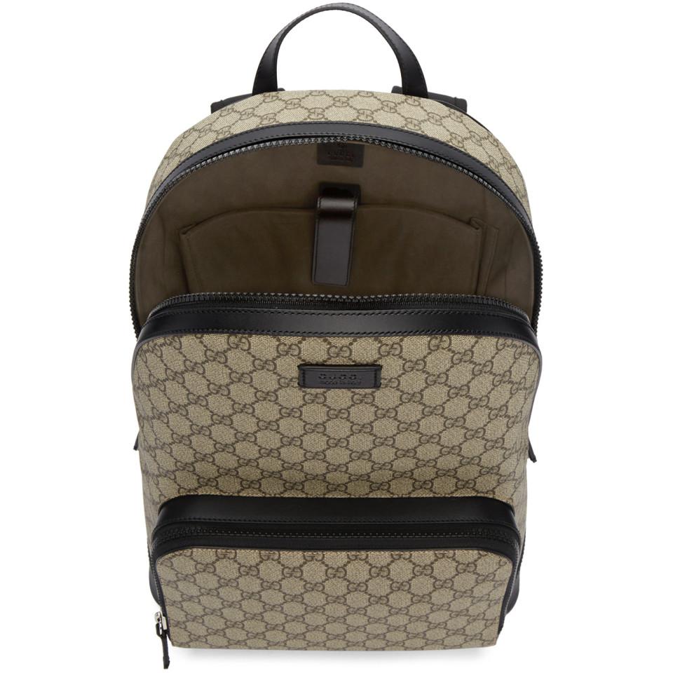 Gucci Canvas Beige Gg Supreme Logo Backpack in Natural - Lyst