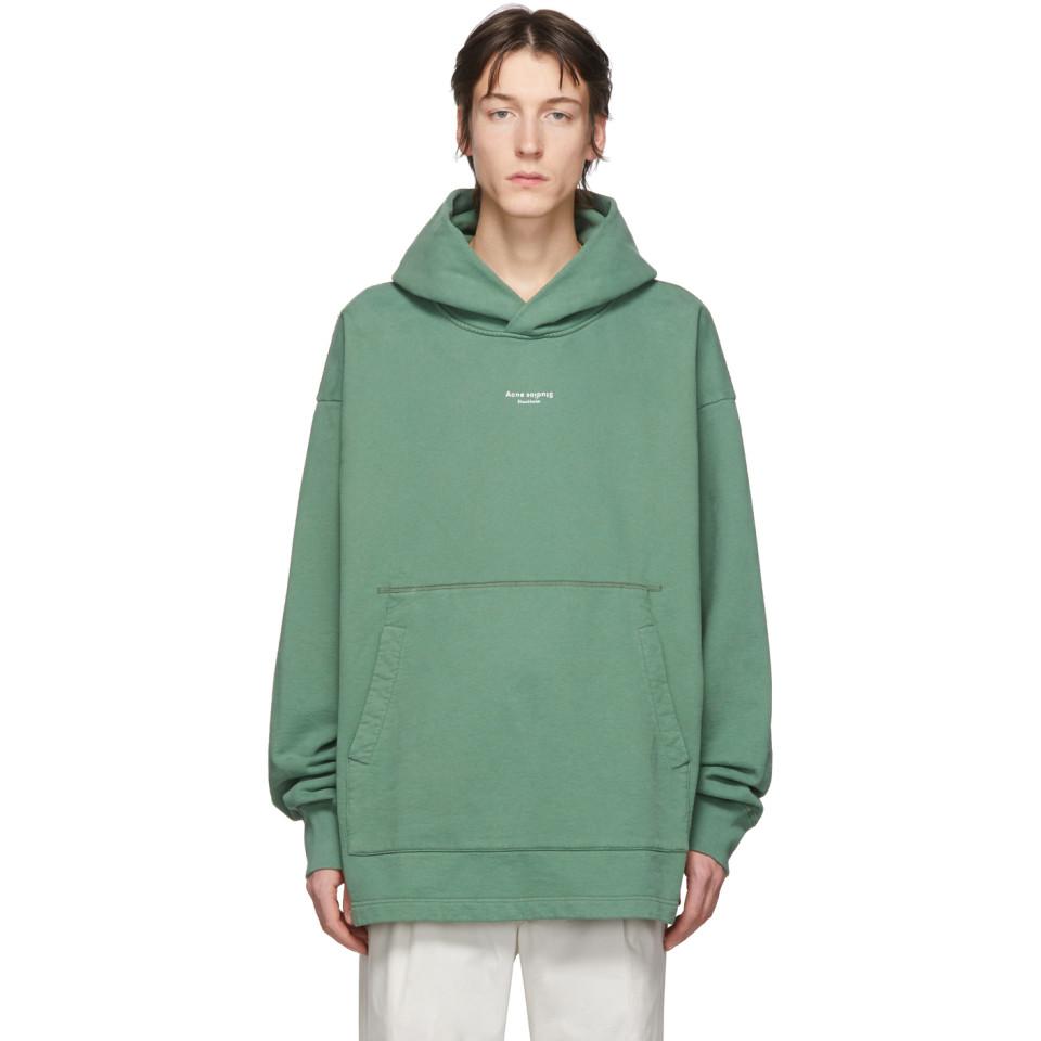 Acne Studios Cotton Green Reverse Logo Hoodie for Men - Lyst