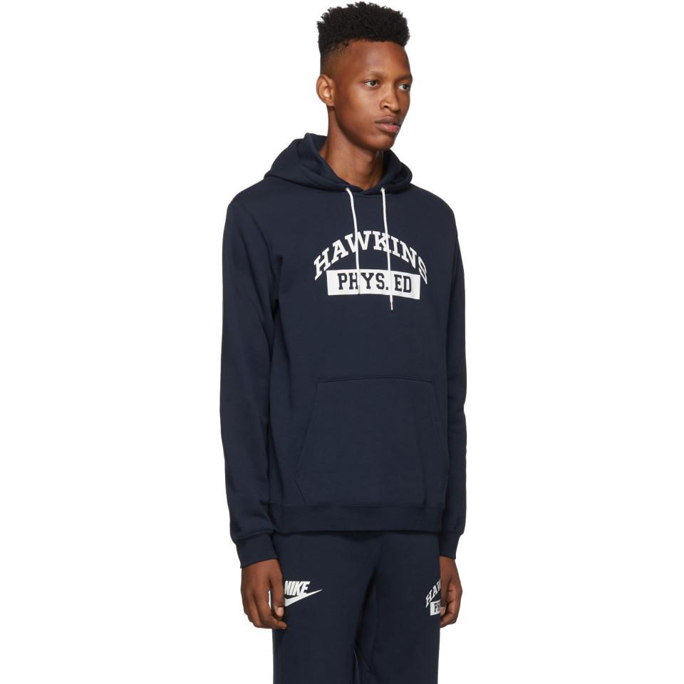 Nike Cotton Navy Stranger Things Edition Hawkins High Hoodie in Blue for  Men - Lyst