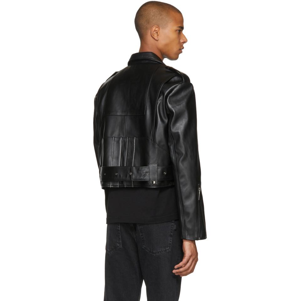 Pyer Moss Black Oversized Cropped Leather Jacket for Men - Lyst