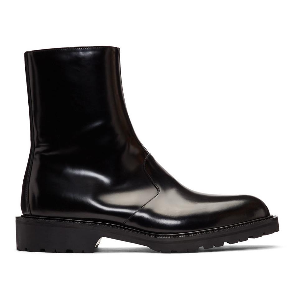Dries Van Noten Black Patent Zip-up Boots for Men | Lyst