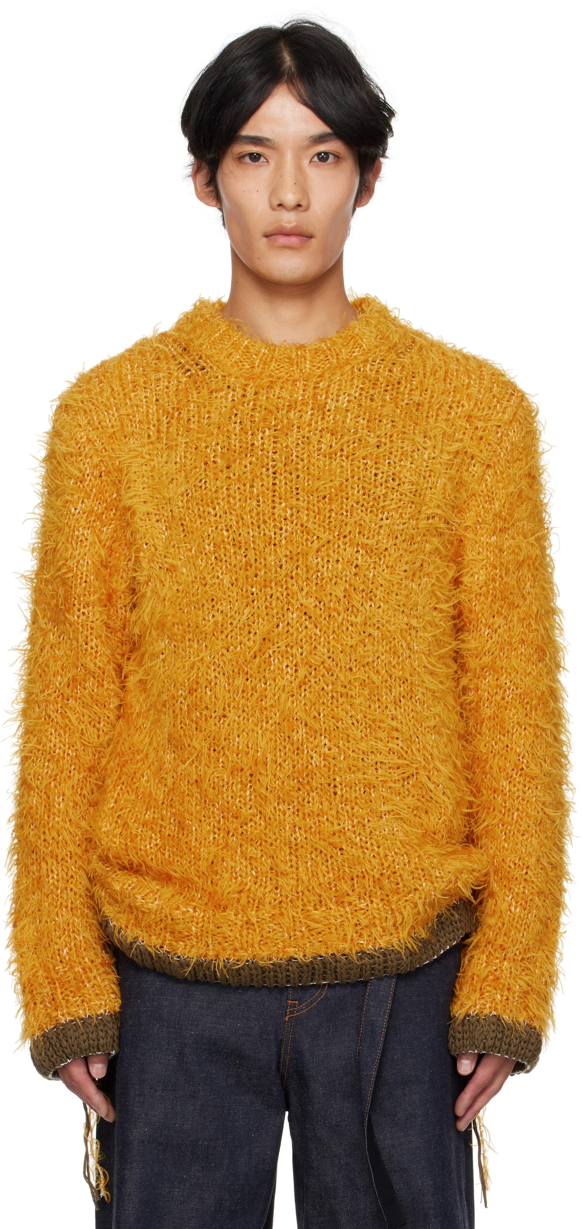 Sacai Furry Knit Sweater in Orange for Men | Lyst